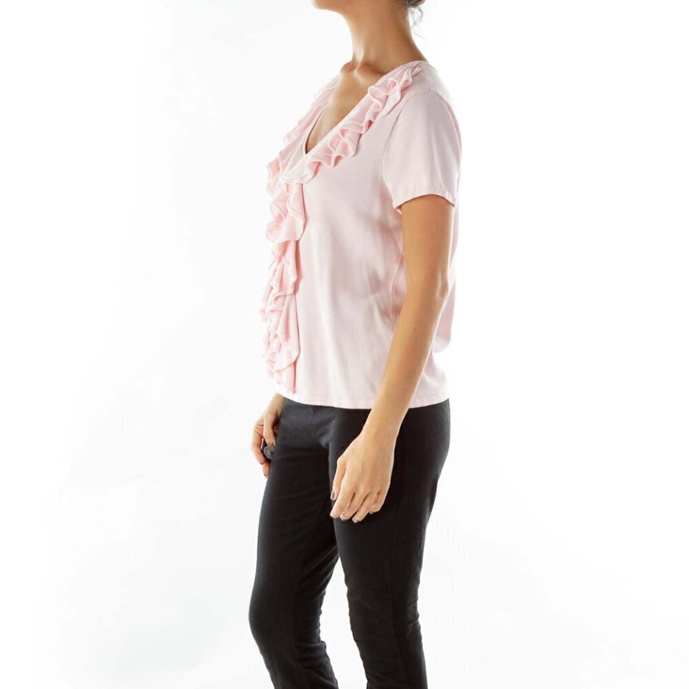 Lauren Ralph Lauren Pink Ruffled Knit Top - Picture 3 of 3